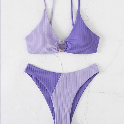 Solid Color Stitching Bikini