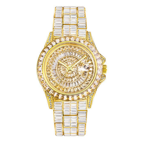 Reloj Cuadrado Diamante Completo Zirconia de Alta Calidad