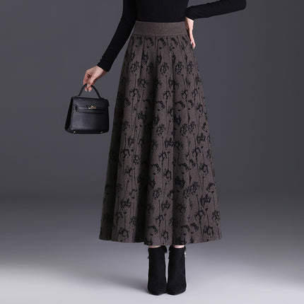 High Waist A- Line Large Hem Midi Skirt