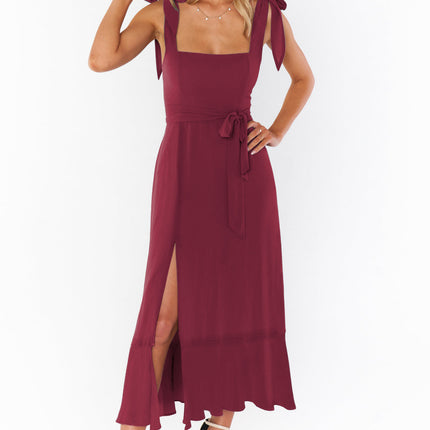 Temperament with Lace-up Dress