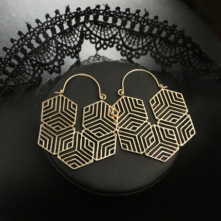 Simple Wisps Rhombus Alloy Earrings