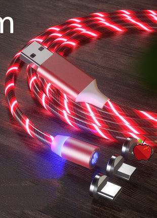 マグネット式2mケーブル マグネット急速充電 照明付きMicro USBケーブル LED