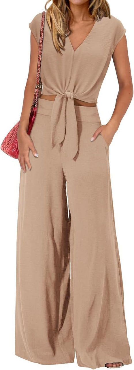 Traje de pantalón de pierna ancha y tiro alto ajustado