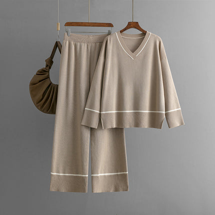 New Loose Casual Knitted Sweater Pullover Two-piece Set