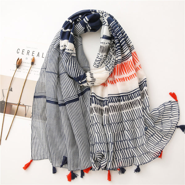 Japanese Style Artistic Cotton and Linen Scarf Bohemian Cashew