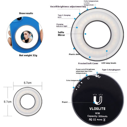 W36 Mobile Phone Fill Light with Makeup Mirror