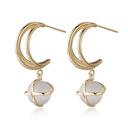 Opal crescent Stud Earrings