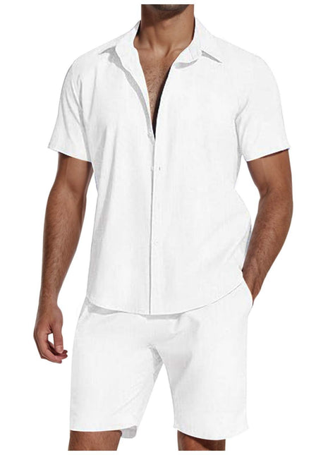 Traje de Lino de Manga Corta y Pantalón