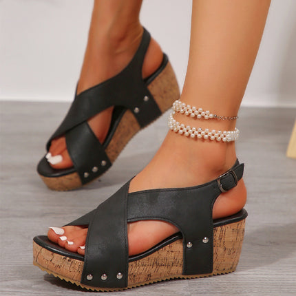 Rivet Wedges Thick Bottom Mule