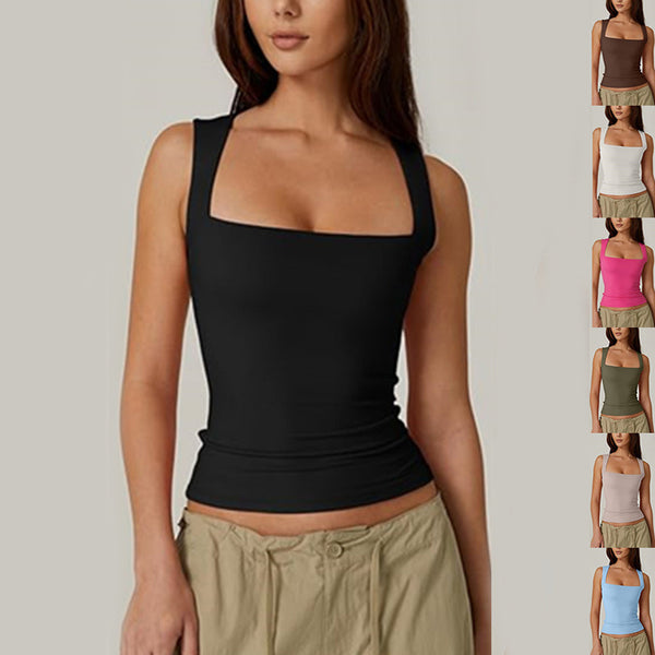 Summer Square-neck Tank Vest Ins Fashion Slim Sleeveless Tops