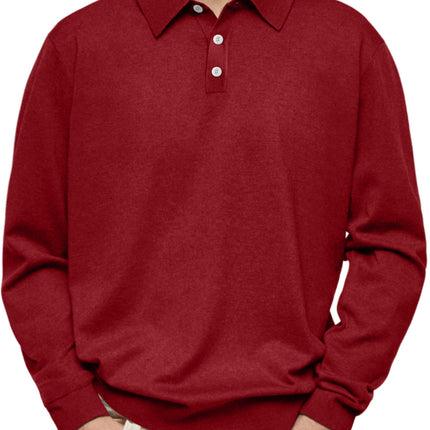 Long Sleeve V-neck Buttons Men's Casual Jacket Polo Shirt