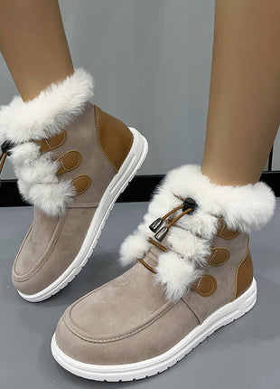 Suede Fleece Snow Plush Round Toe Versatile Boots