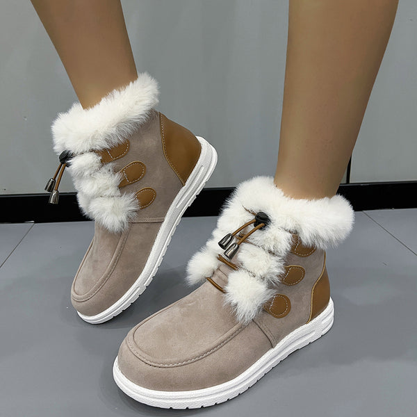 Suede Fleece Snow Plush Round Toe Versatile Boots