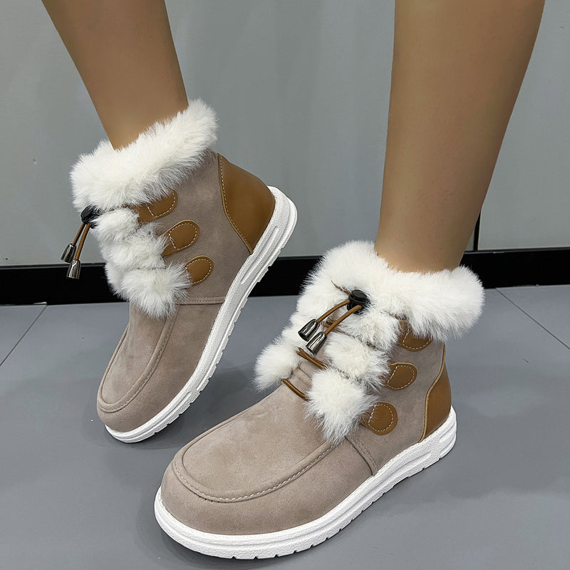 Suede Fleece Snow Plush Round Toe Versatile Boots