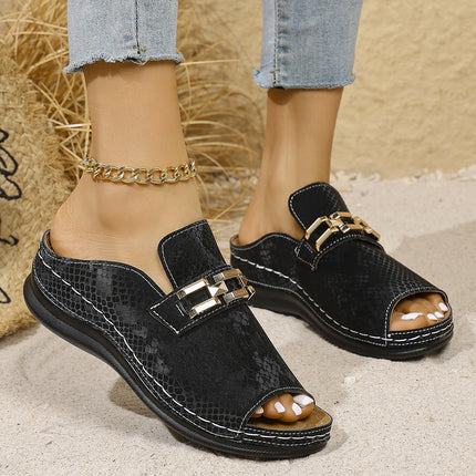 Wedge Platform Slippers Cool Beach Snakes
