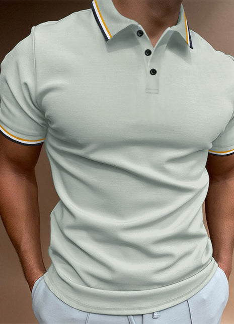 Polo ajustado de hombre con rayas acanaladas