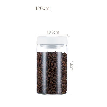 Vacuum Airtight Sealed Glass Jar for Coffee Beans Canister Kitchen Food Grains Candy Keep Fresh and Good