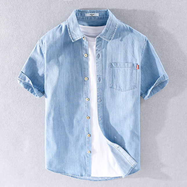 Cotton Short Sleeve Denim Shirt