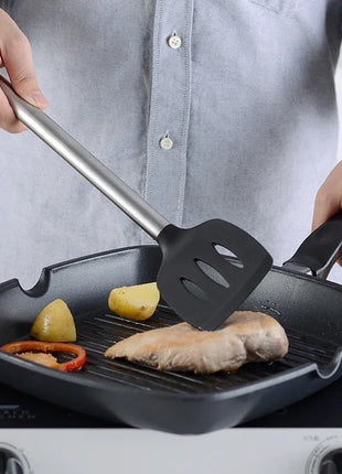 フック付きキッチンステンレススチール製シリコン調理器具16点セット
