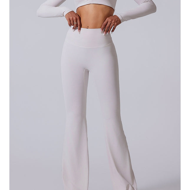 Autumn And Winter New Flared Pants Solid Color Sports Long-sleeve Suit