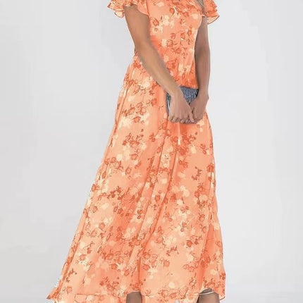 Flowers Print Short Sleeve Summer Dress