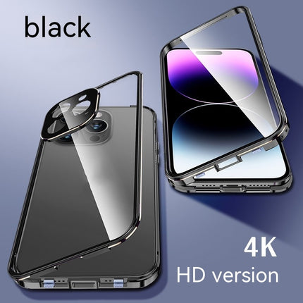 iPhone 13/14/15 Peep-Proof Magnetic Double-Sided Glass Case with Buckle