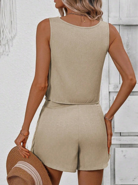Traje de pantalón corto y manga corta