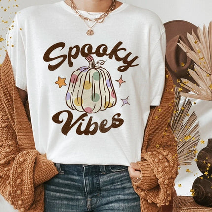 Halloween Funny Ghost Witch Pumpkin Casual Short Sleeve