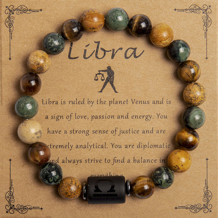 Natural Tiger Eye Zodiac Beaded Bracelet