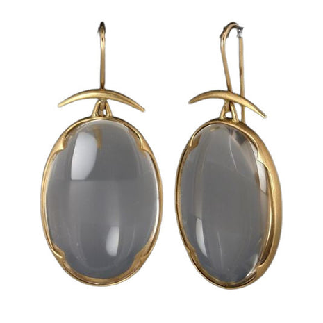 Vintage Gray Stone Oval Pendant Earring