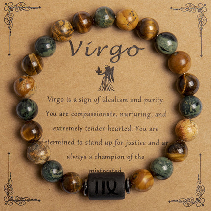Natural Tiger Eye Zodiac Beaded Bracelet
