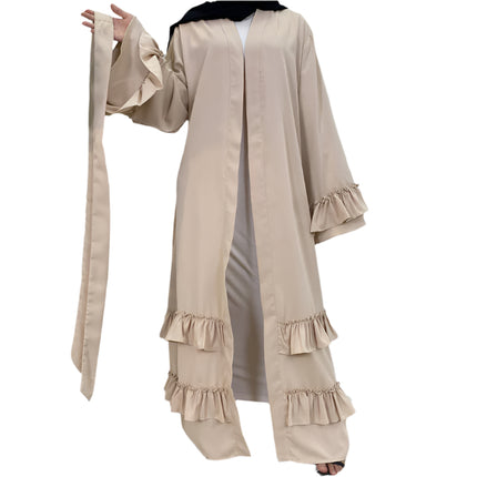 Ruffled Sleeves Lace Up Abaya