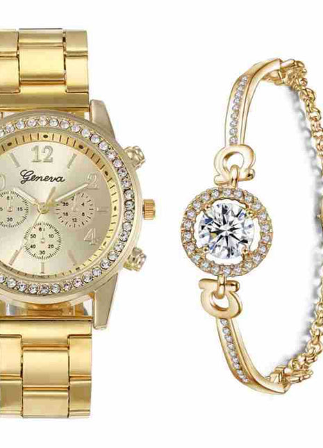 Fashion Steel Belt Quartz Watch and Bracelet Set