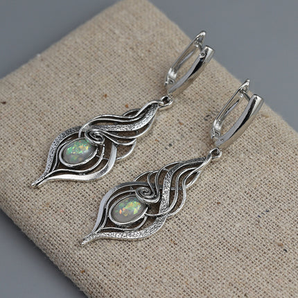 Creative Retro Metal Drop-shaped Gem Pendant Earrings