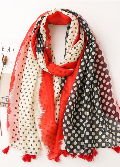 Bufanda bohemia de algodón y lino de estilo japonés con estampado de cachemira