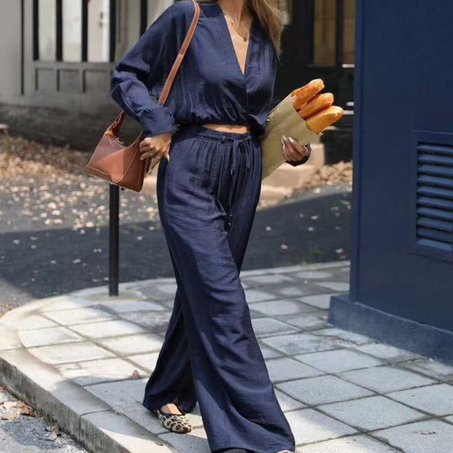 Fashion Wear Long Sleeve V-neck Top Suit