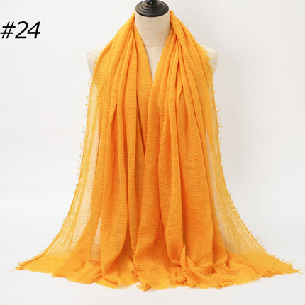 Pure Color Pleated Cotton Scarf Cotton And Linen Scarf