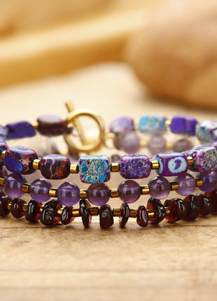 Amethyst Round Beads Stone Bracelet