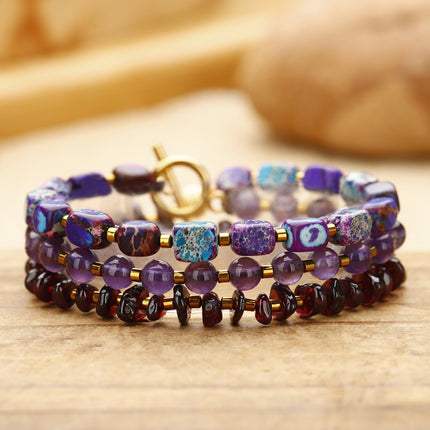 Amethyst Round Beads Stone Bracelet