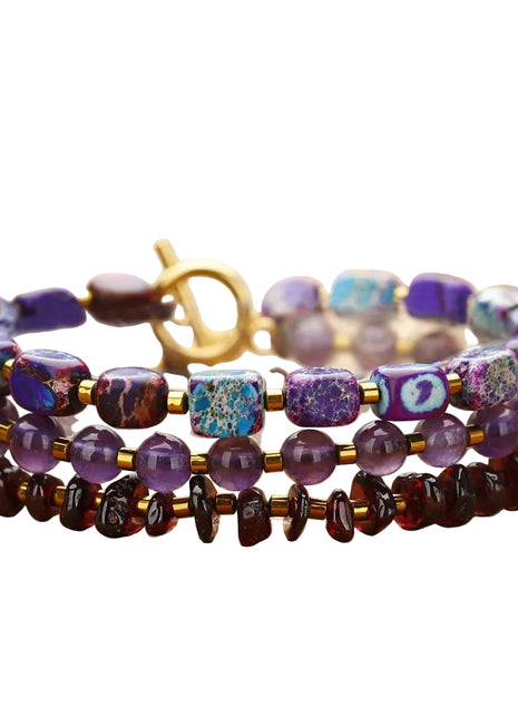 Pulsera de cuentas redondas de amatista – Joyería de granate y amatista natural
