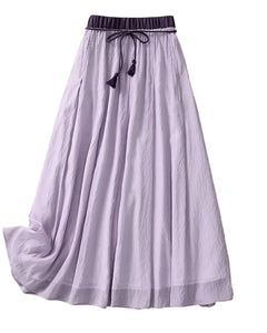 Women's pleated A-line midi skirt with elastic waistband

White viscose pleated midi skirt for women

Purple retro-inspired women's A-line skirt

Khaki pleated mid-length skirt for women

Green women's midi skirt with flowing A-line silhouette

Women's solid-color skirt with vintage pleated design

Women's elastic-waist midi skirt in multiple colors