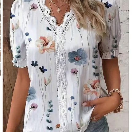 Floral Lace Puff Sleeve Shirt