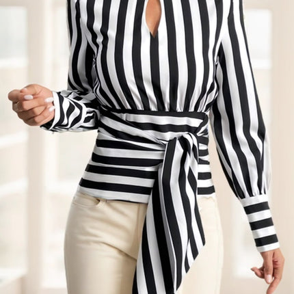 Ladies' Striped Long-sleeved Top