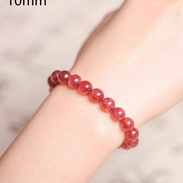 Pigeon Blood Red Strawberry Quartz Crystal Bracelet