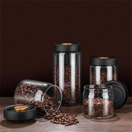 Vacuum Airtight Sealed Glass Jar for Coffee Beans Canister Kitchen Food Grains Candy Keep Fresh and Good