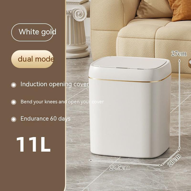 11L Smart Trash Can IPX5 Waterproof, Waved, Kick & Knee Induction with Lid