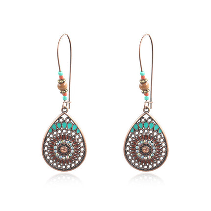 Hollow Teardrop Alloy Enamel Earrings