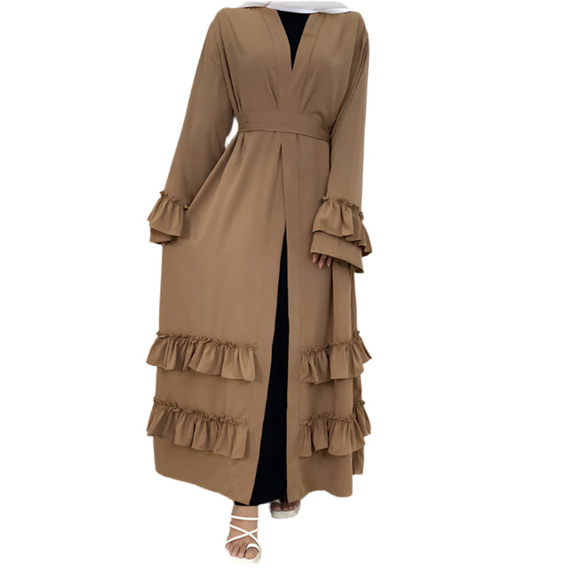 Ruffled Sleeves Lace Up Abaya