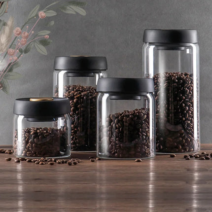 Vacuum Airtight Sealed Glass Jar for Coffee Beans Canister Kitchen Food Grains Candy Keep Fresh and Good