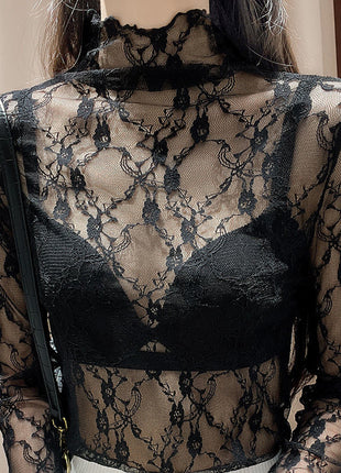 Long Sleeves Sheer Top and Mesh Fabric